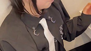 Femboy secretly cumshot in internetcafe