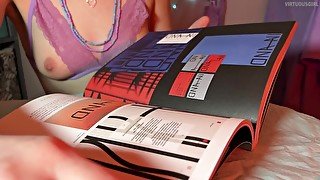 Topless ASMR  Looking At a Graphic Design Book