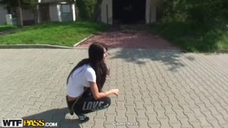 Enticing dusky Czech Nessa Devil ass fucked outside