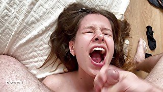 Slut give blowjob in 69 and get cum on her face