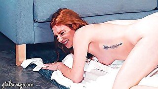Lacy Lennon Gets Double-fingered & Fisted While Stuck Under The Sofa