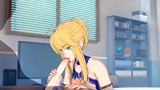 Fate/Grand Order — Artoria Pendragon (Lancer) makes you cum 3 times