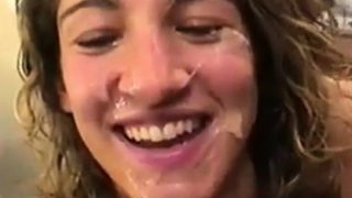 Friends watch her get facial