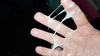 Moist Uncut Cock Wank / Big Spider Web Cum On Hand