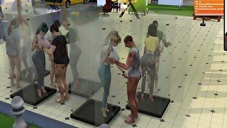 The Sims 4:10 people flirting in the transparent shower foreplay - Part 1