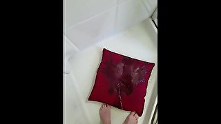 pee on red pillow