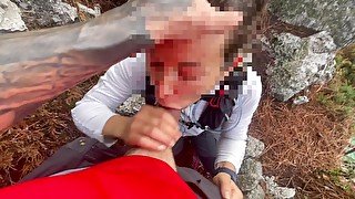 Suck Stranger cock in Forest and Swallowed her cum