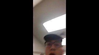 Gay frat guy jacking off at work