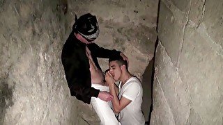 Straight fucked his friend in basement