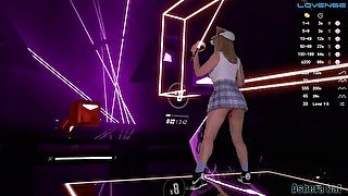 Beat Saber VR play 🔥 with vibrator in pussy. Baddest - KDA. Hard level.