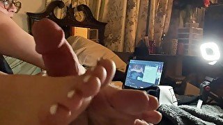 Footjob on big dick