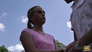 Naughty Czech teen gets picked up and licked for cash in POV reality video