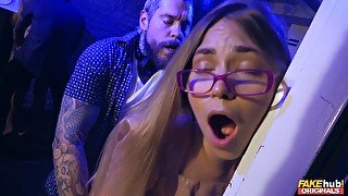 Slutty Hipster Girl Getting Pounded In The Night Club