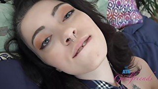 Amateur schoolgirl Corra Cox strips and sucks your cock to get her pussy fucked to hot creampie