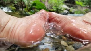 Close Up, Bare Feet In Icy Cold River, ASMR Muse, SFW