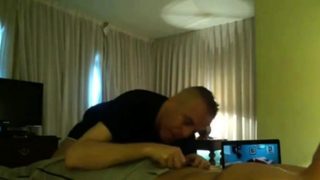 Guy watches straight porn while his buddy blows him