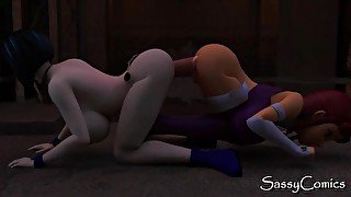 Titans - Raven X Starfire Lesbian Fuck in abandoned Factory - 3D Animation