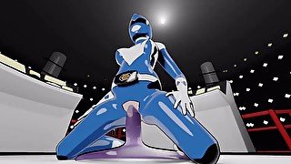 Blue ranger riding slime dick