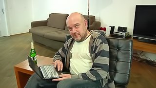 Handsome callboy Alex fucking a libidinous mature bald dude