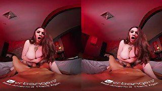 VR porn of hot busty brunette riding thick dick