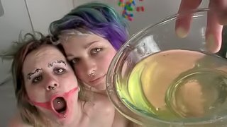 Sexy And Nasty Lesbians Babes Drinking Their Hot Piss