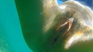 Underwater CLOSE UP PEE and Naked Swimming