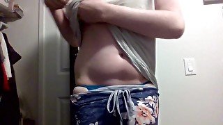 Shy and self conscious trans girl strips on camera for the first time. First video, be nice :)