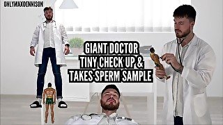 Giant doctor - Tiny check up & takes sperm sample