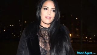 Pretty faced latina does blowjob in public and gets titfucked