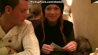 Foxy girl sucking cock in the restaurant