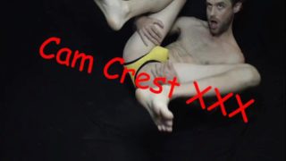 Cam Crest Spanks Himself in a Yellow Jockstrap