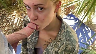 Military Girl Fucked Outside by Sergeant Jamie Stone