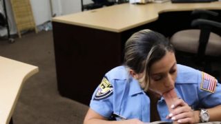 Huge boobs police officer fucked at the pawnshop for money