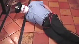 BG Cop bound gagged and blindfolded in the kitchen