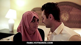 FamilyStrokes - Busty Arabian Wife Rides Cock In Hijab