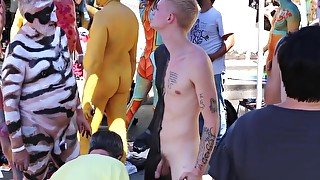 Young Boy Naked Body Paint in Public