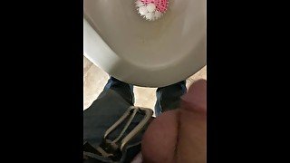 Femboy gets nervous exposing his panties at a public restroom