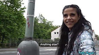 Sexy brunette chick fucked in public by a stranger - Sandra Soul