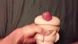 Cum with wrapped over fleshlight (backwards)