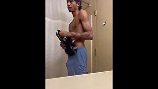 BBC Stepbrother Orgasm in Hotel Bathroom