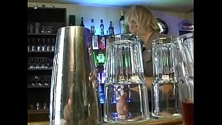 Blond in bar getting fucked