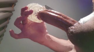 Hard cock milked with fleshlight