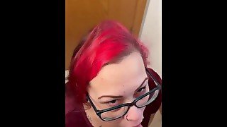 BBW stepmom MILF gives blowjob and receives a facial cum shot your POV