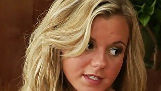 Delicious blond MILF Bree Olson pleases young buddy of her cuckold with steamy DT on sofa