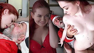 Santa fucks a pretty sexy little redhead pussy for Xmas