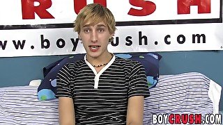 Blond twink dildo fucking himself during solo masturbation