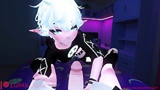 Cute horny femboy crawls out from under edgy twinks bed and SUCKS him DRY (CUMSHOT) (DEEPTHROAT)