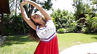 Handsome cheerleader enjoys getting licked and fucked by her neighbor