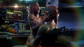 Girl From The Game Cyberpunk 2077 Jumps On A Dick And Gets An Orgasm