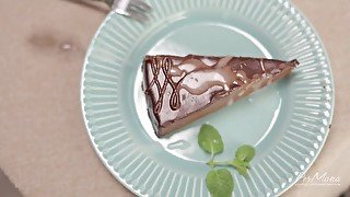 Chocolate Cake plating with Sperm